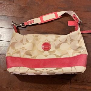 Coral coach shoulder purse